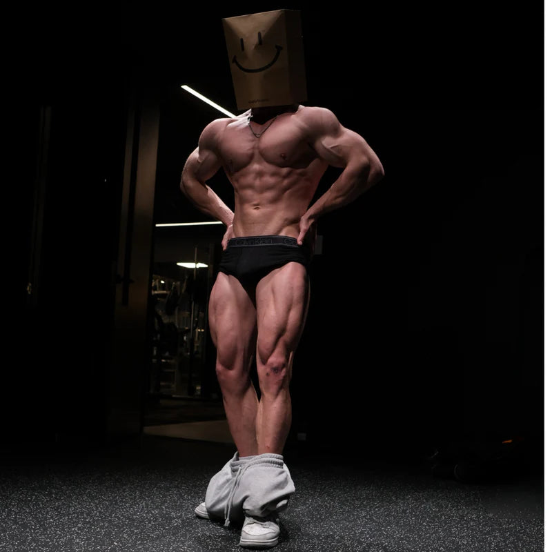 Ugly Face Mascot - muscular man. Ugly Face Supplements is stocked at Strom Sports Australia. Strom AU