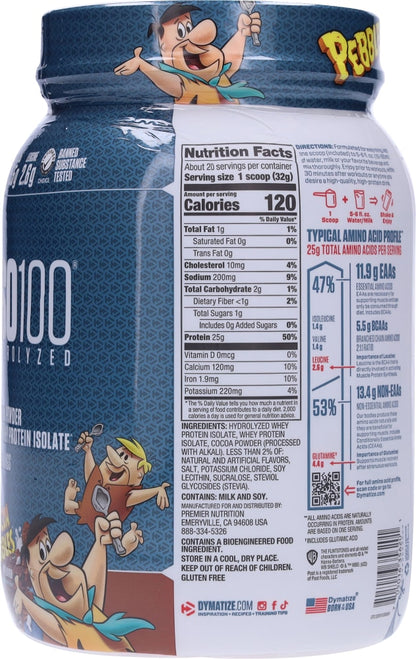 Dymatize ISO100 Cocoa Pebbles 20 serve side panel