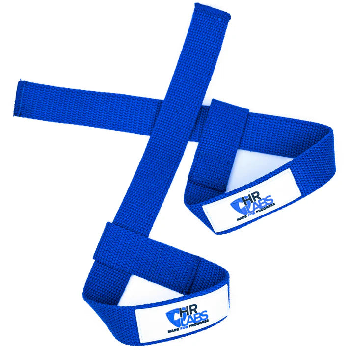 Blue wrist straps with 'HR Labs' branding on a white background Stocked by Strom Sports Nutrition Australia AU